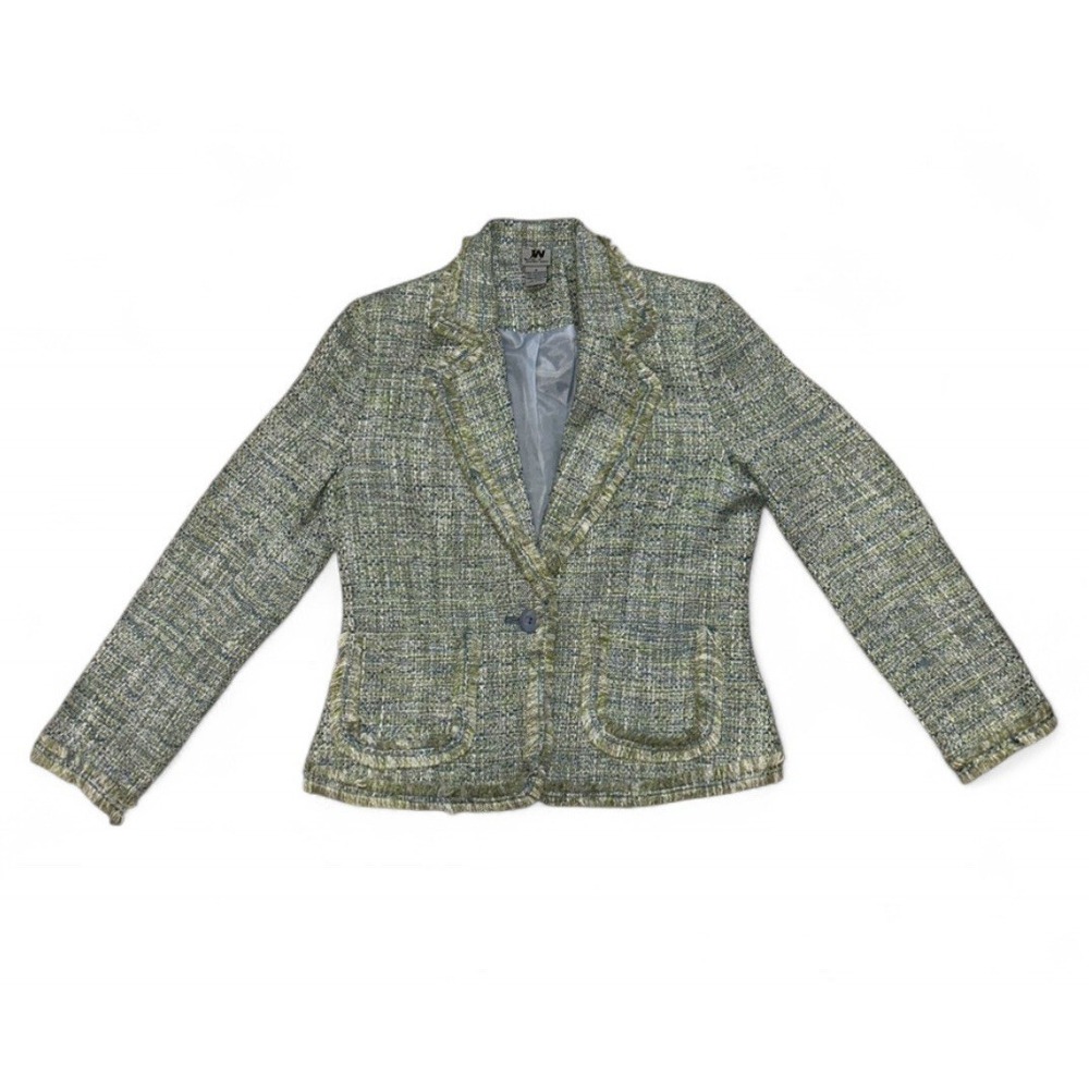Vintage‎ Junction West Women's Tweed Suit Jacket Blazer Size 8 Green Blue Lined